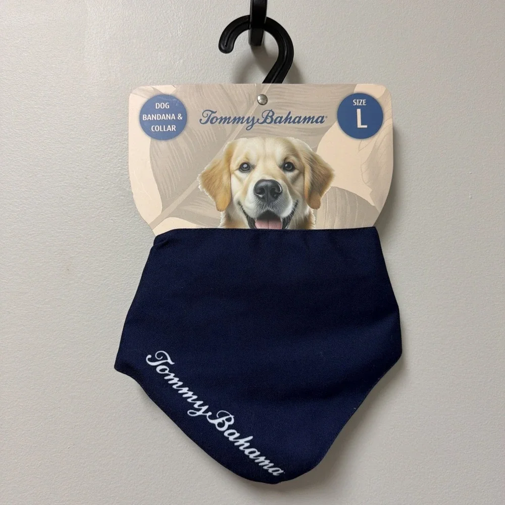 Tommy Bahama Dog Bandana Collar Navy Blue Size‎ Large NWT Pet Accessory